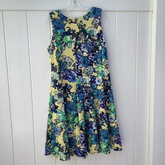 Julian Taylor Dresses | Julian Taylor New York Fit & Flare Dress, Floral Pattern, Size 14W | Color: Blue/Yellow | Size: 14W | Lilypooh_2008'S Closet